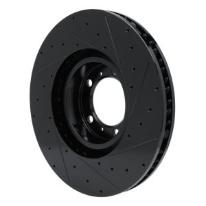 Audi e-Tron GT Brake Rotor (1) - Left Front - R1 Concepts - Drilled & Slotted - Black - `10-`24